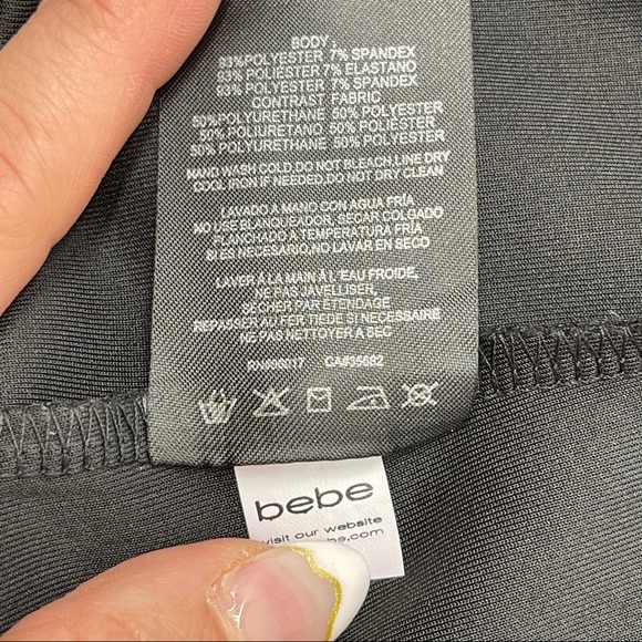 2B Bebe Black faux Leather Trim Pencil Skirt - Picture 9 of 13